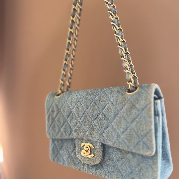SOLD📌VTG CHANEL 1991 CLASSIC DENIM MEDIUM FLAP BAG PURSE CC TURN LOCK 24k - Picture 7 of 16